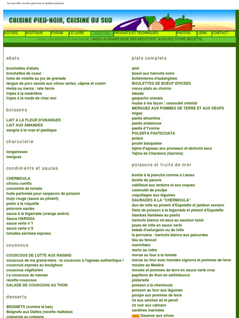 Cuisse De Dame Recette Pied Noir Cuisine-Pied-Noir Com Recettes | PDF | sauce | Légumes