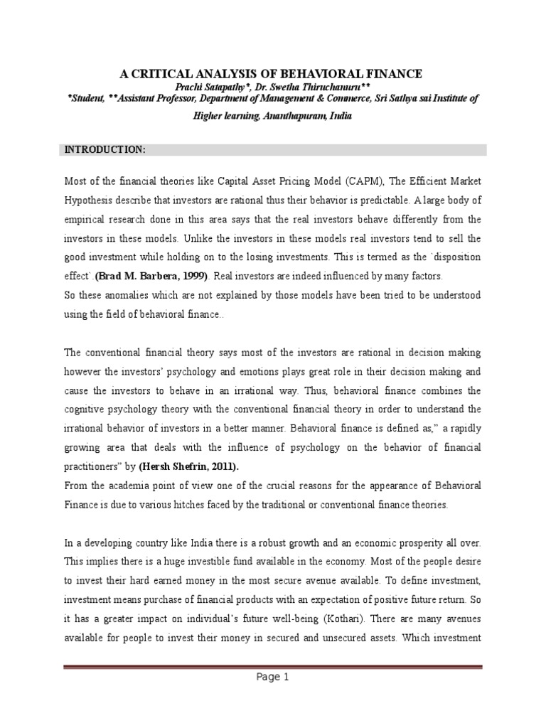 A Bibliometric Analysis Of Behavioural Finance With – XORQ