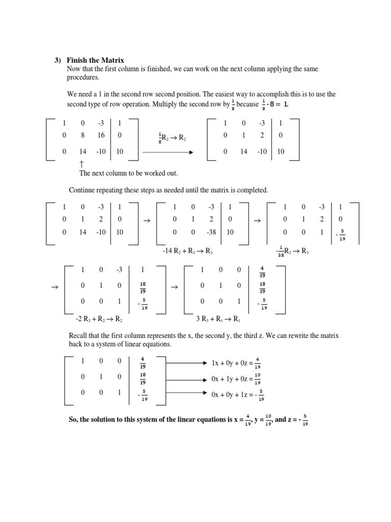 Finish Matrix Operations for Linear Equations | PDF | Science ...