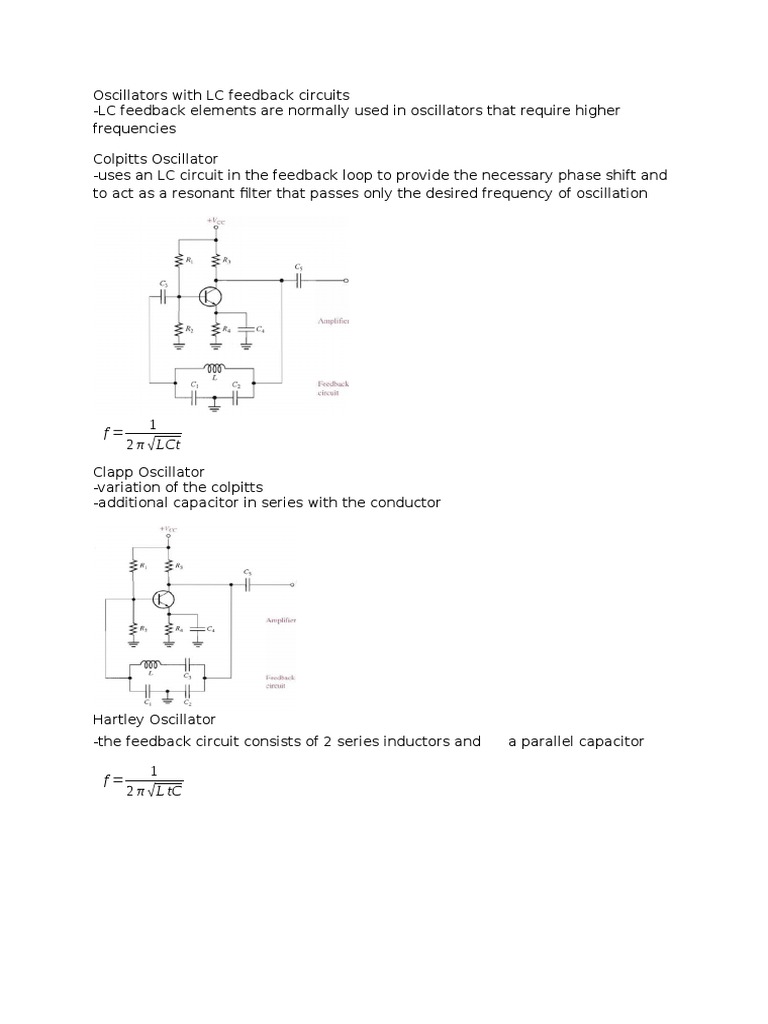 Oscillators With LC Feedback Circuits PDF