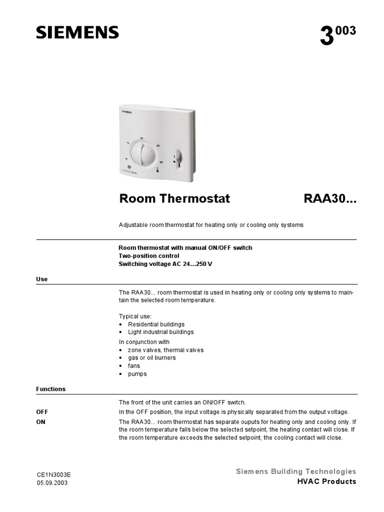 Raa30... (N3003e) | PDF | Thermostat | Hvac