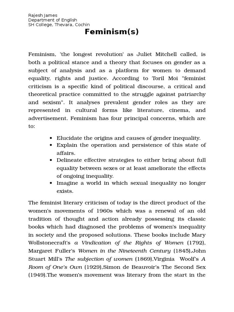 Feminism: Evolution and Criticism | PDF | Feminism | Gender Studies