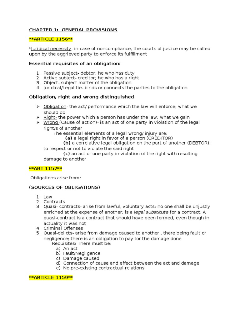 Understanding Legal Obligations and Rights | PDF | Law Of Obligations ...