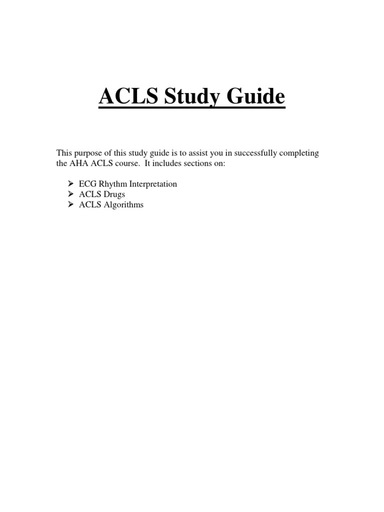 ACLS Study Guide PDF | PDF | Electrocardiography | Cardiac Arrhythmia