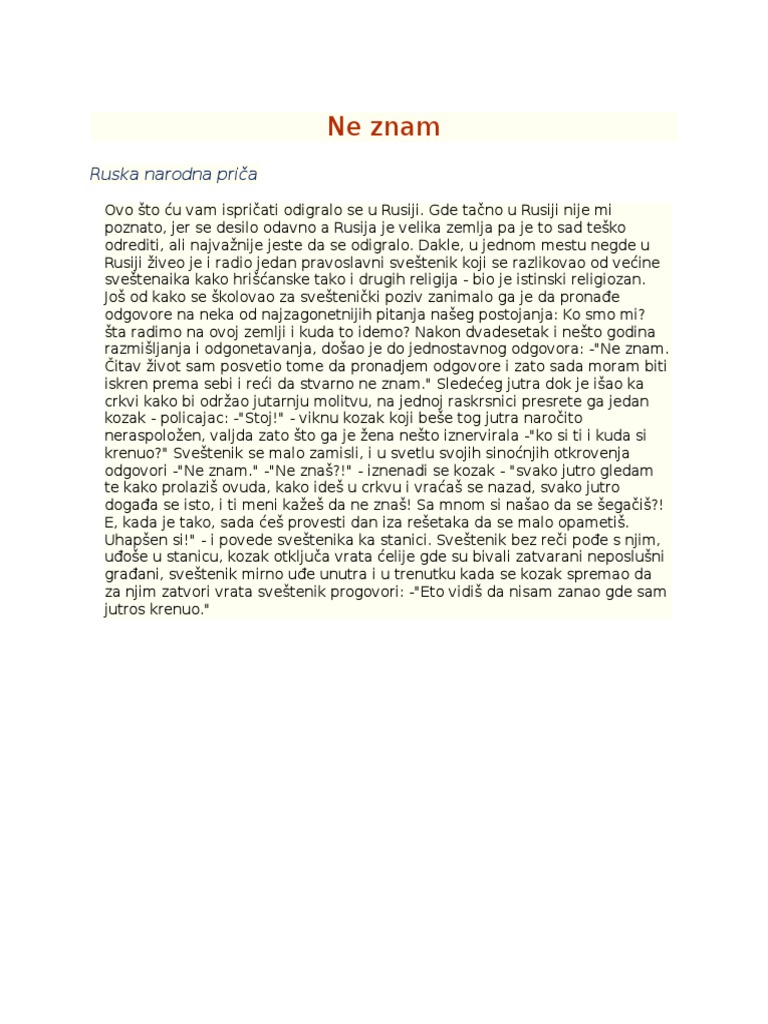 Ne Znam | PDF