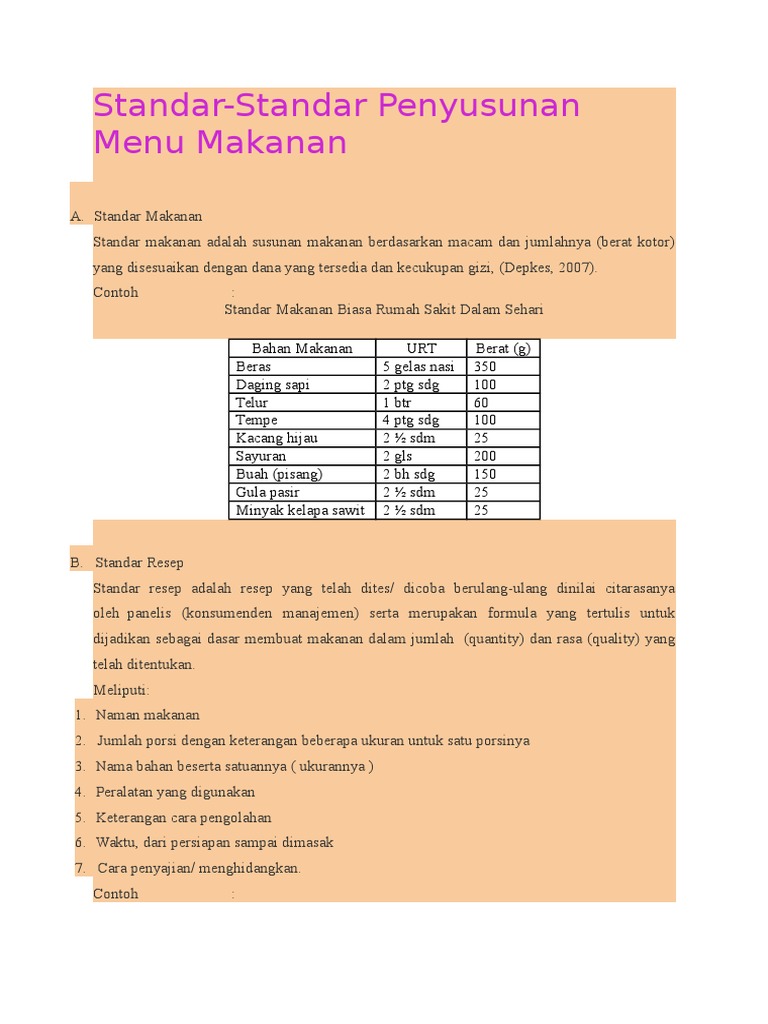 Standar Resep | PDF
