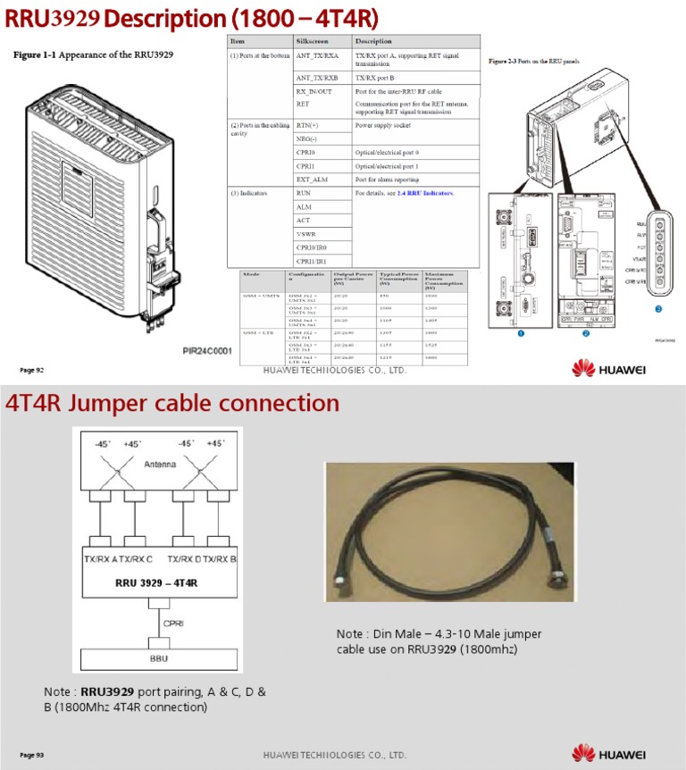 RRU3929 4T4R Connection Guide | PDF