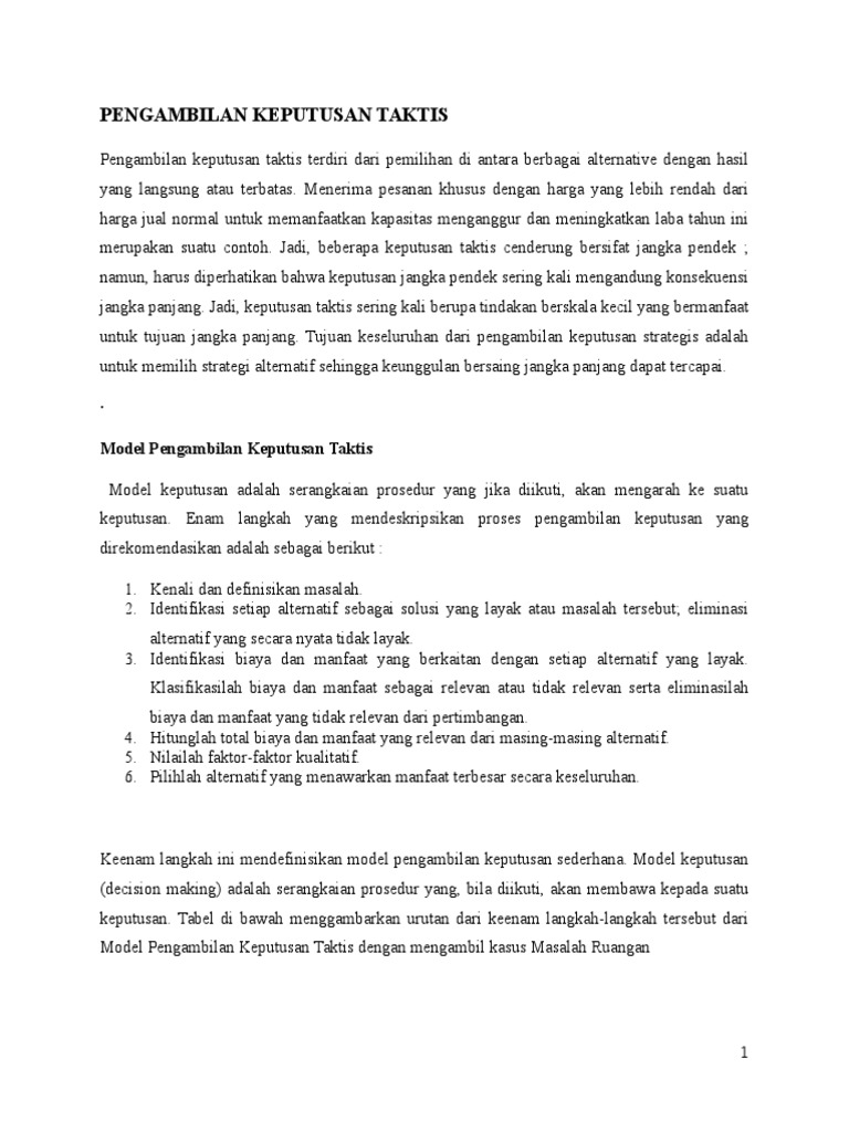Pengambilan Keputusan Taktis Ak Mj