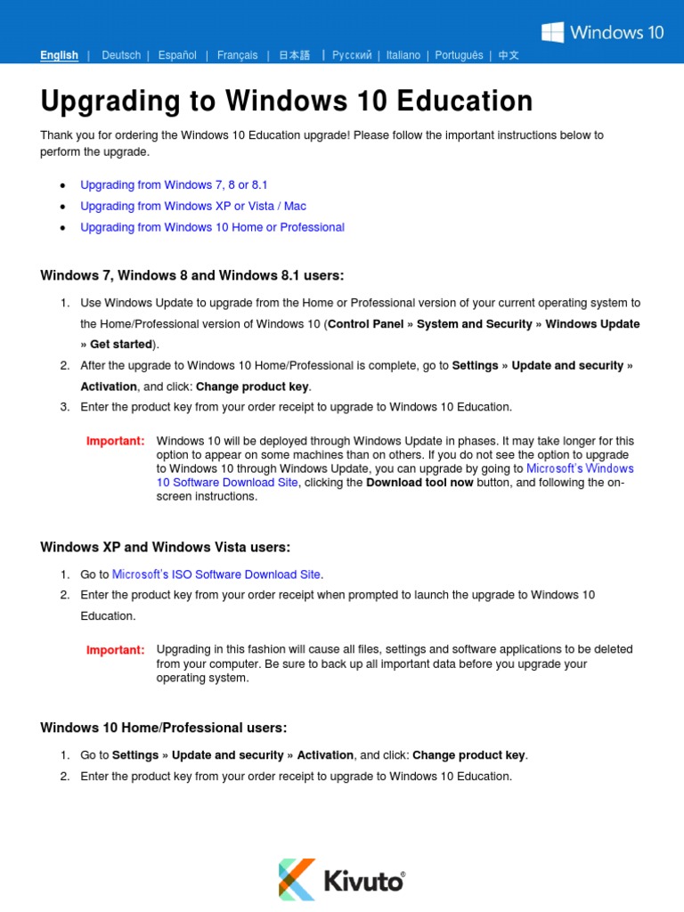 Win10EDU PostOrderPage En | PDF
