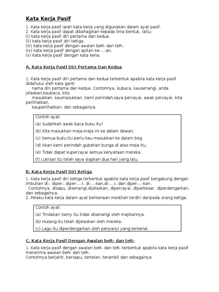 Panduan Kata Kerja Pasif Lengkap | PDF