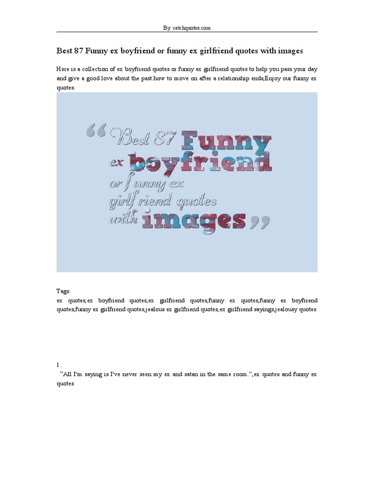 Best 87 Funny Ex Boyfriend or Funny Ex Girlfriend Quotes With Images | PDF, image size:768x1024