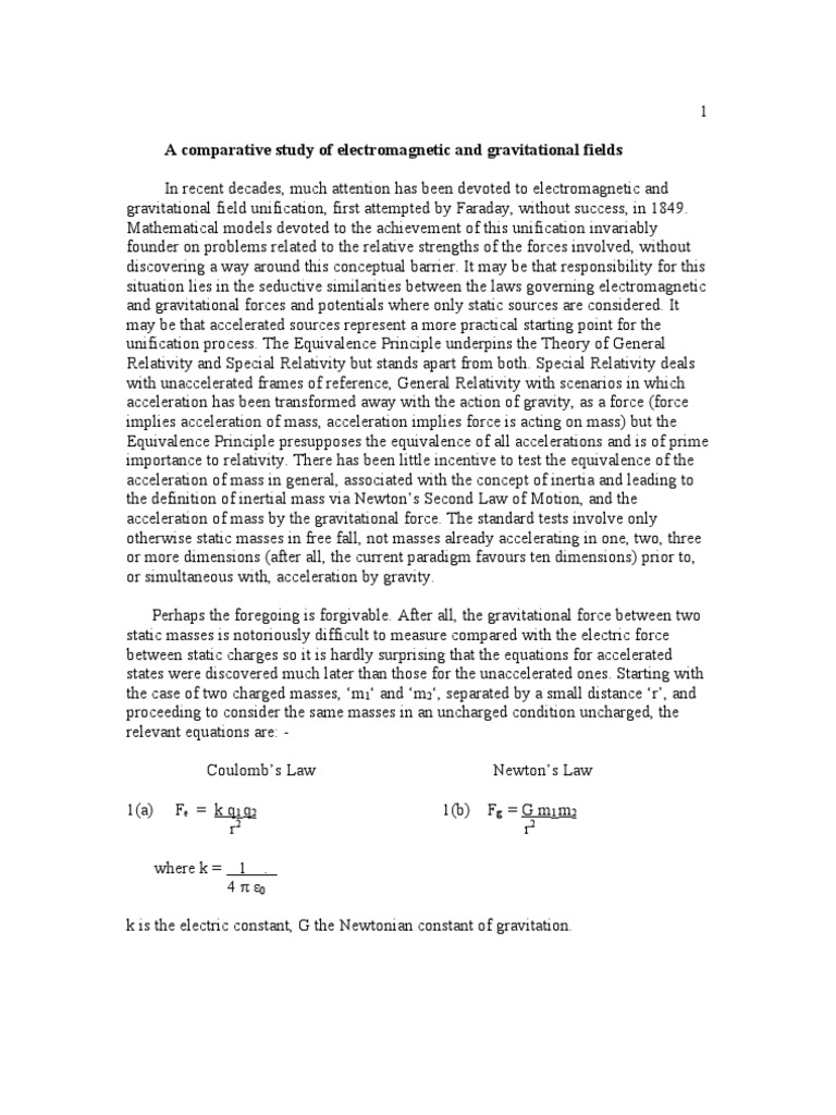 A Comparative Study of Electromagnetic and Gravitational Fields | PDF
