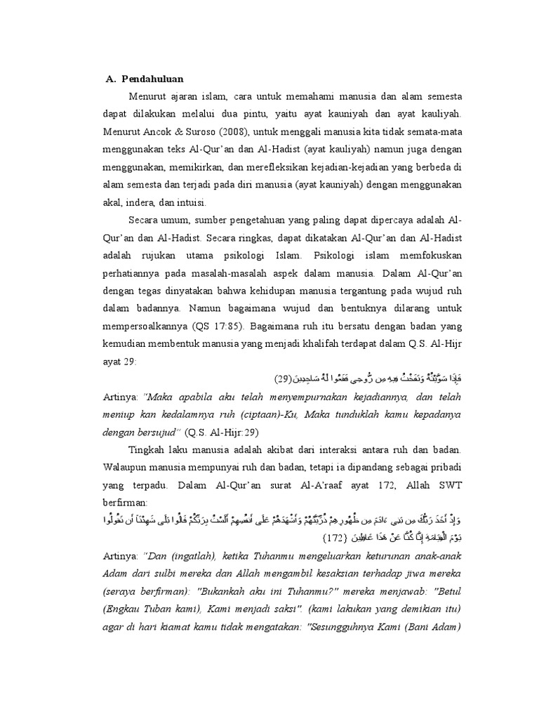 Konsep Dasar Psikologi Islam Ruh Akal Qalbu Nafsu Pdf