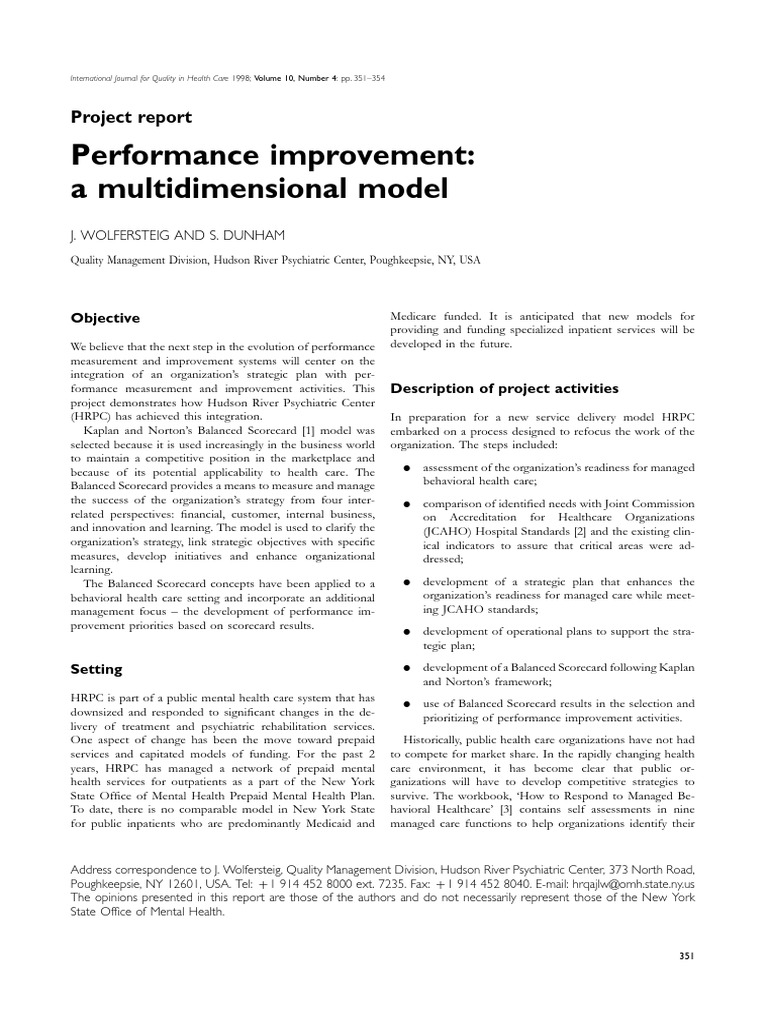Balanced Scorecard for Health Care Improvement | PDF | Joint Commission ...