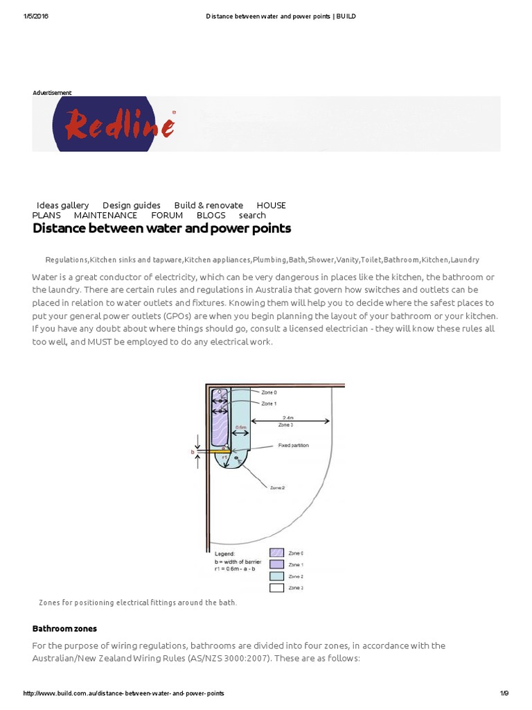 Distance Between Water and Power Points - BUILD | PDF | Bathroom | Ac ...
