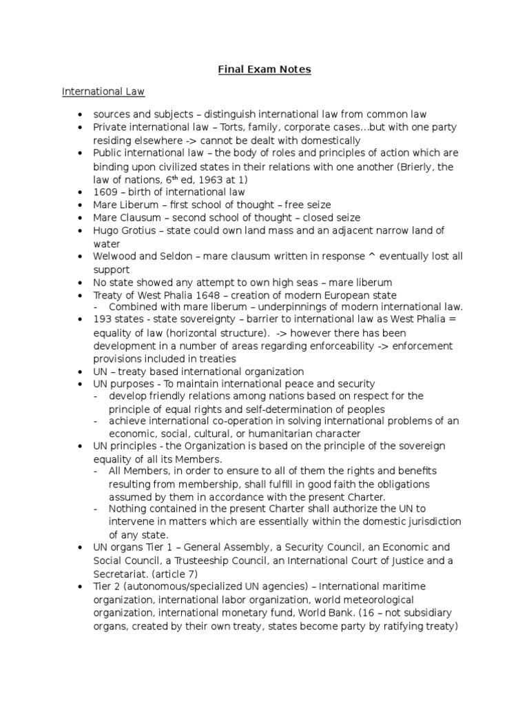 International Law Final Exam Notes | PDF | Public International Law ...