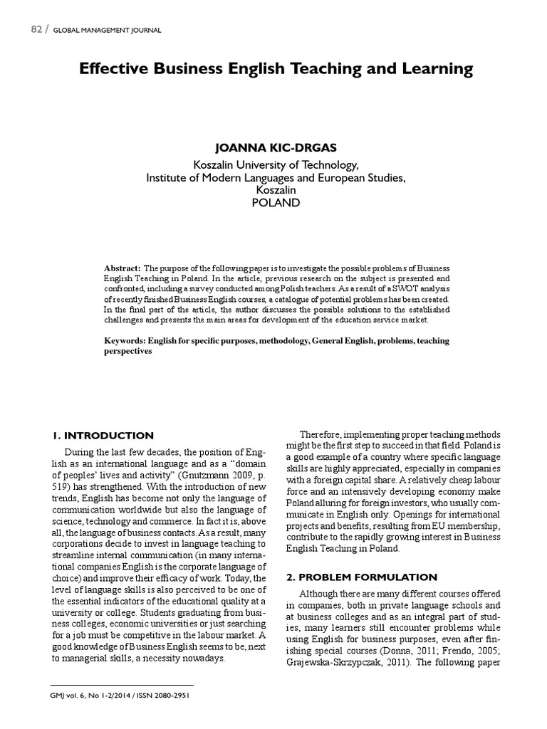 Challenges in Teaching Business English | PDF | English As A Second Or ...