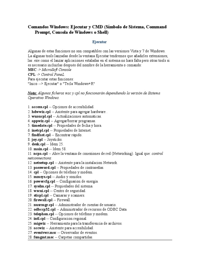 Comandos Esenciales de Windows CMD | PDF | Archivo de computadora ...
