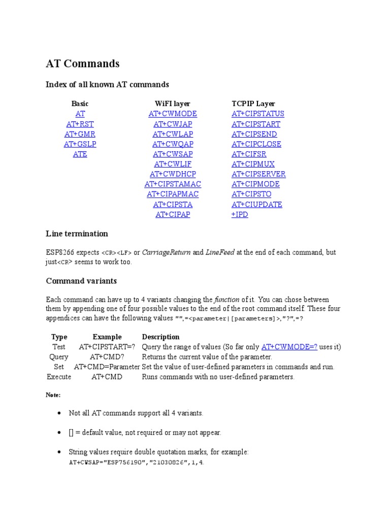 At Commands ESP8266 PDF Port Networking) Transmission