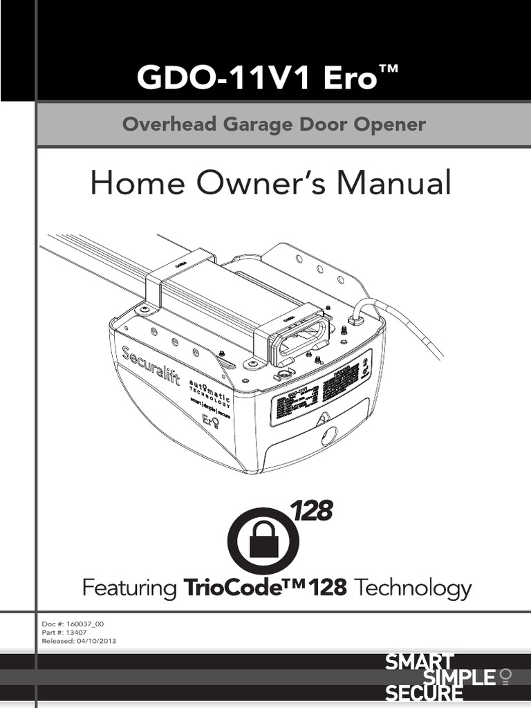Securalift GDO11V1 Home Owners Manual Hires Nobleeds 160037 00 PDF