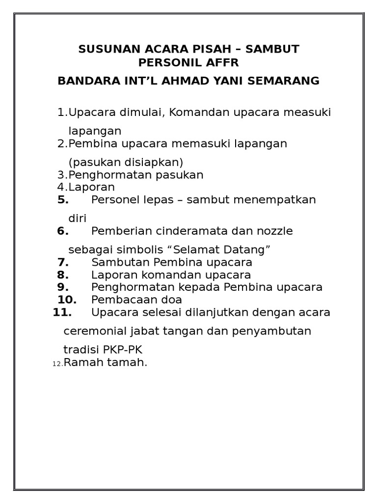 Susunan Acara Pisah Sambut Pdf