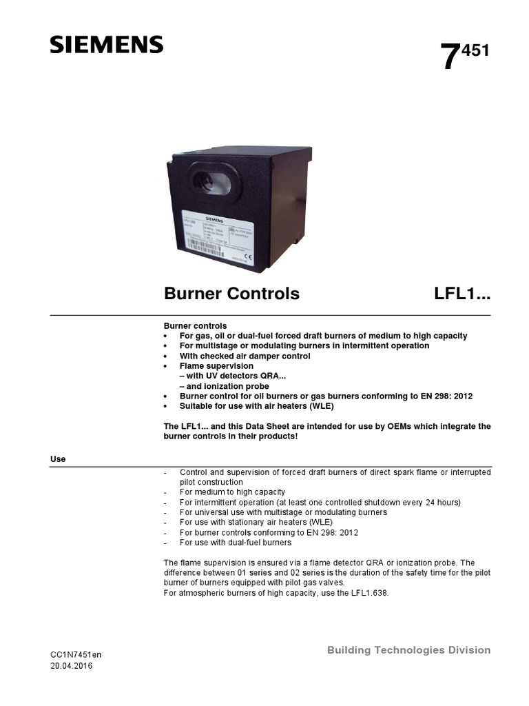 LFL Gas Burner Control | PDF | Switch | Cable