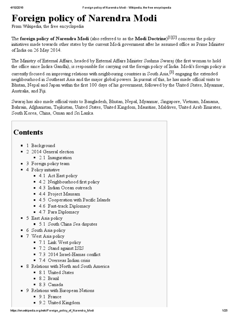 MPE de N. Modi | PDF | Foreign Policy | International Relations