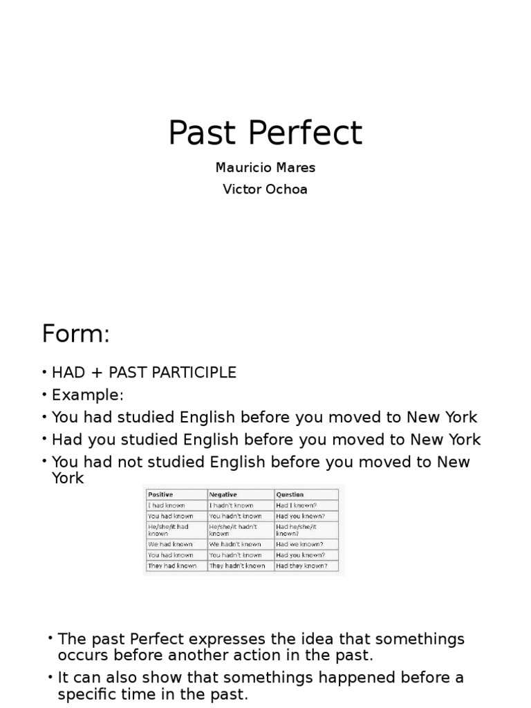 Past Perfect Tense Guide | PDF