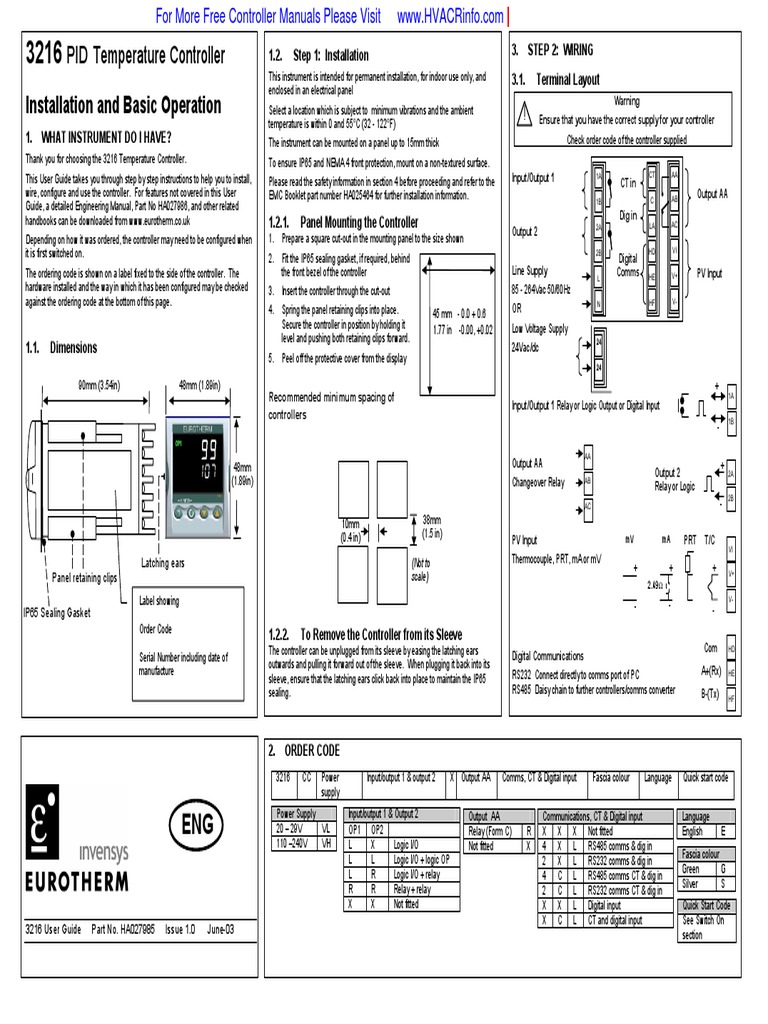 Eurotherm 3216 PDF PDF Relay Electrical Wiring