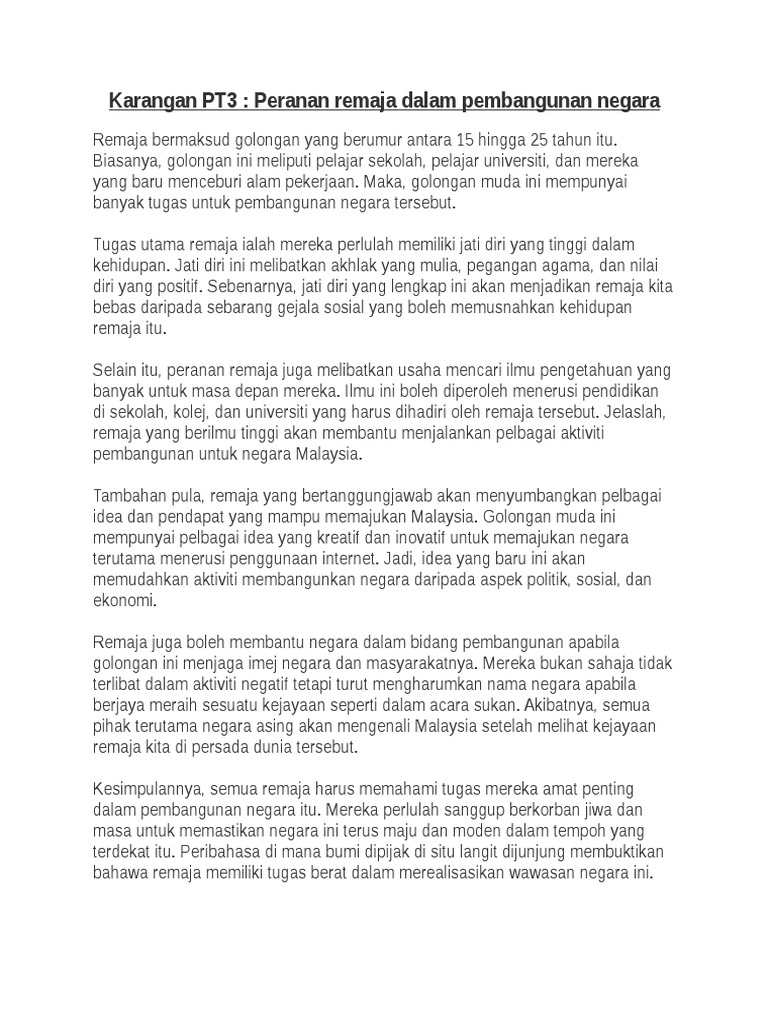 Jati Diri Remaja Karangan