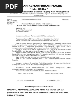 Surat Edaran Zakat Fitri