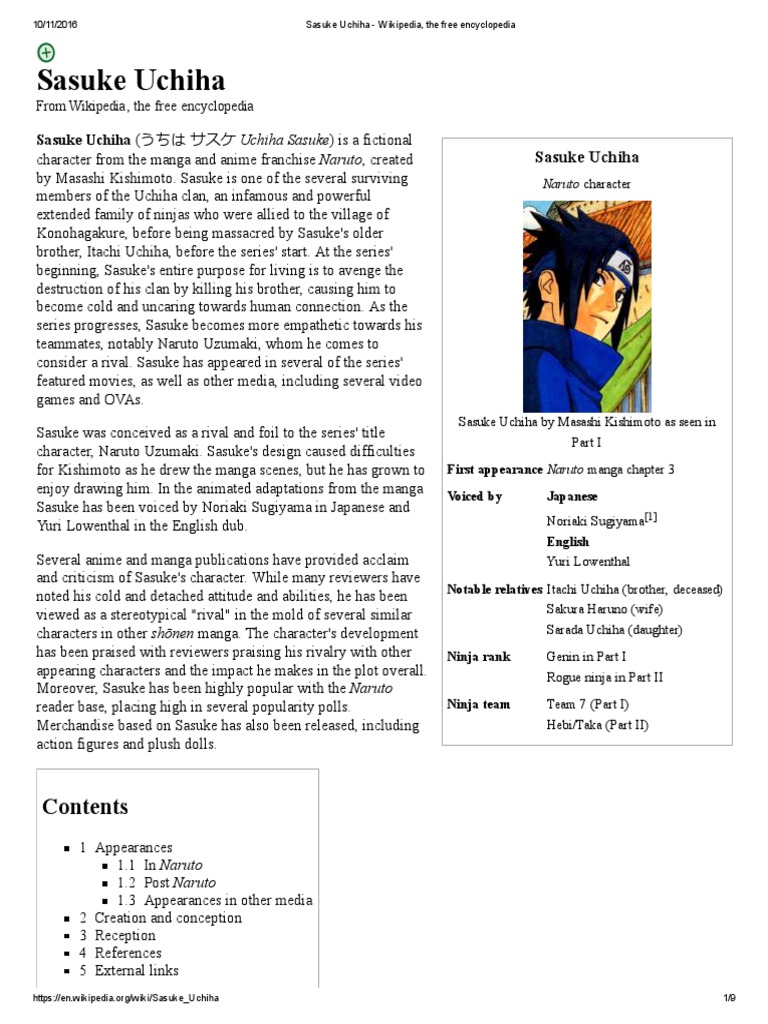 Sasuke Uchiha Wikipedia The Free Encyclopedia Anime Manga
