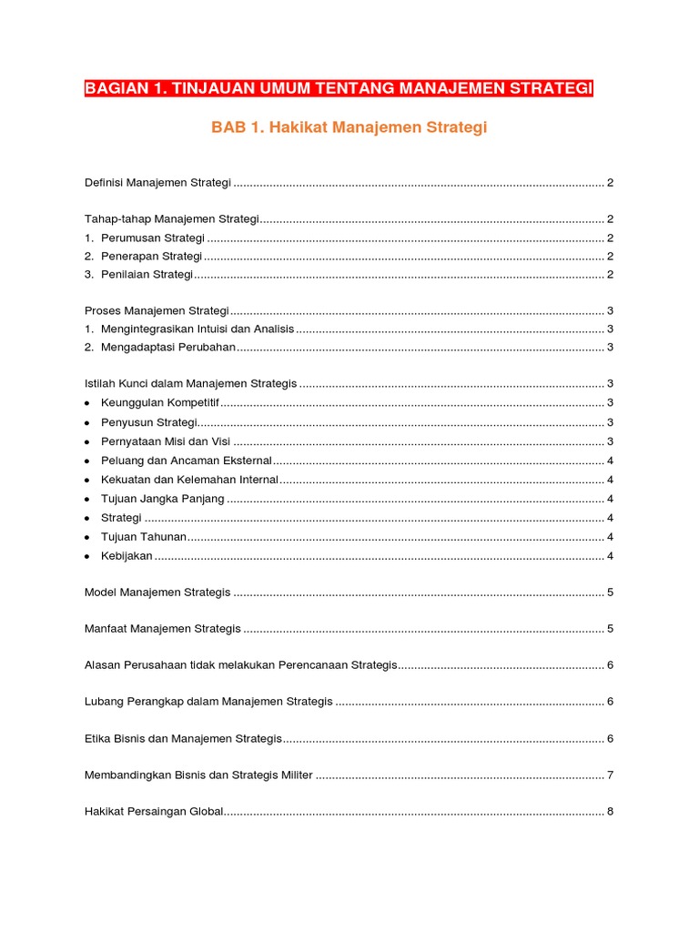 Tinjauan Umum Tentang Manajemen Strategis