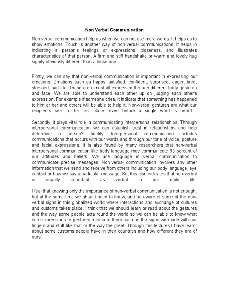 Non Verbal Communication | PDF