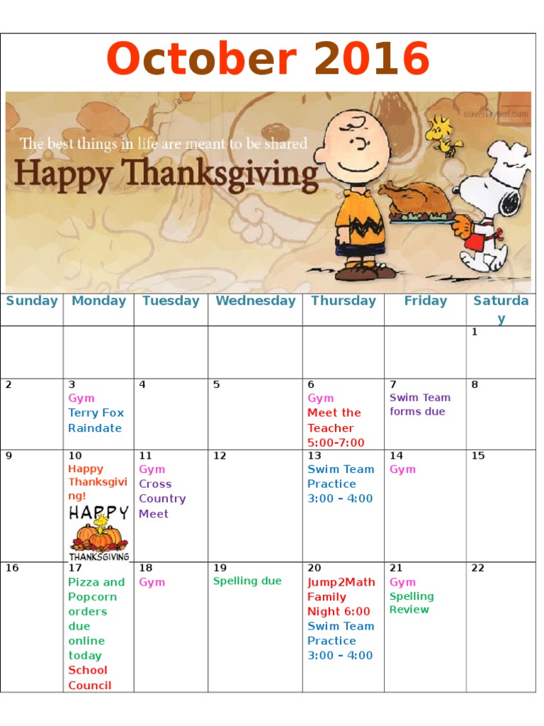 October Calendar | PDF