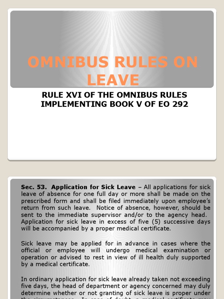 Omnibus Rules On Leave Rule Xvi of The Omnibus Rules Implementing Book