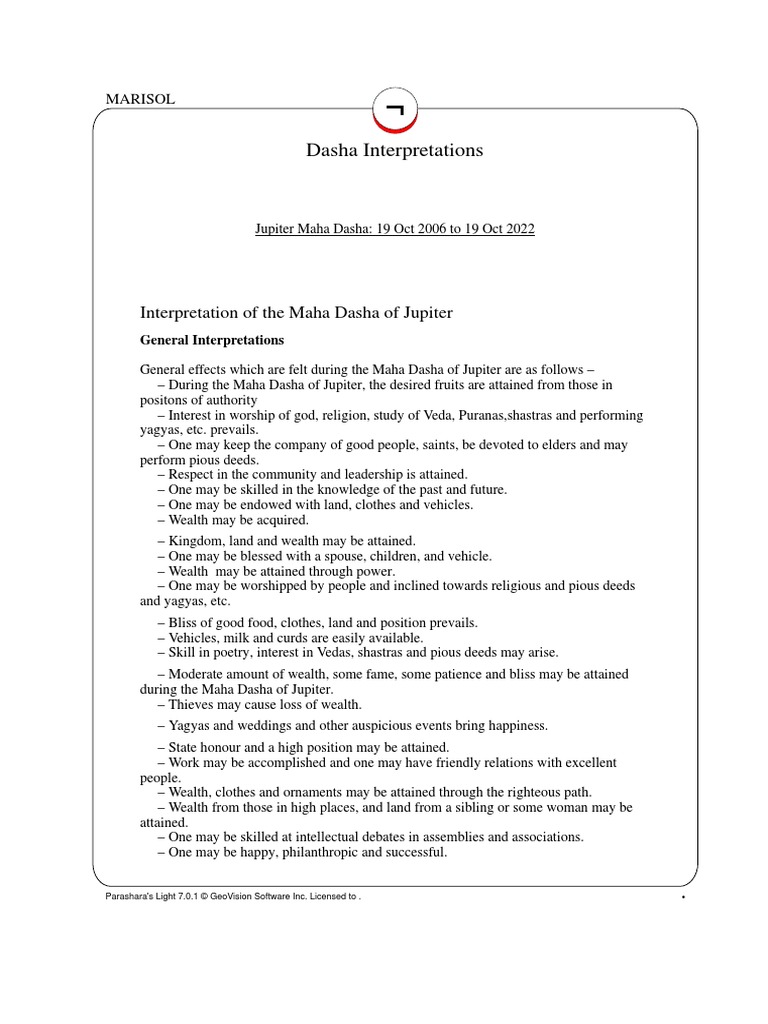 Dasha Interpretations: Interpretation of The Maha Dasha of Jupiter ...