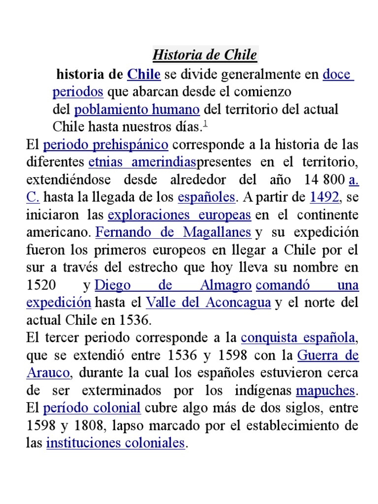 Historia de Chile PDF Chile América del Sur