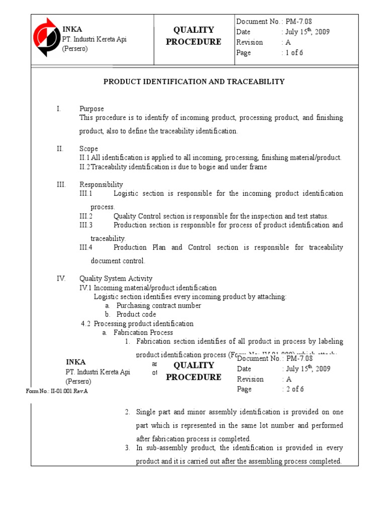 Product Identification & Traceability Guide | PDF | Business