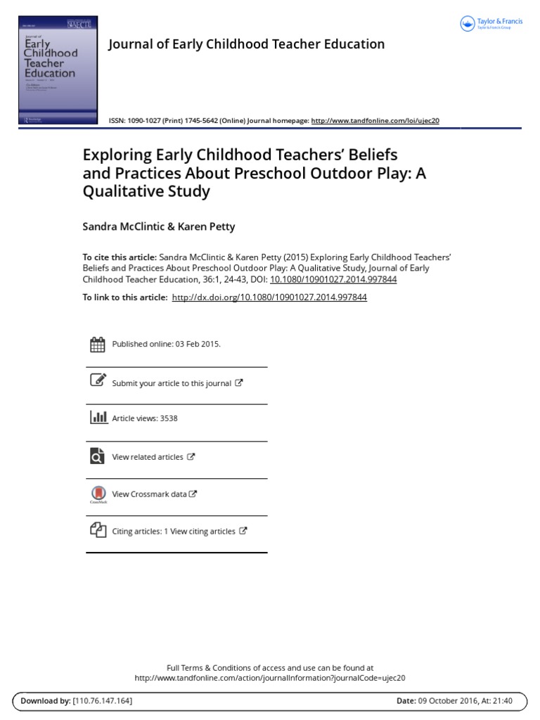 Exploring Early Childhood Teachers Beliefs and Practices About ...