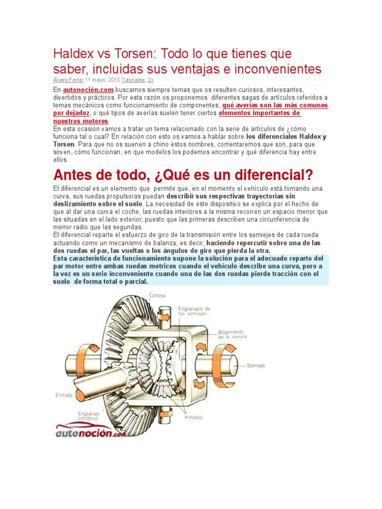 Haldex Vs Torsen PDF Engranaje Eje