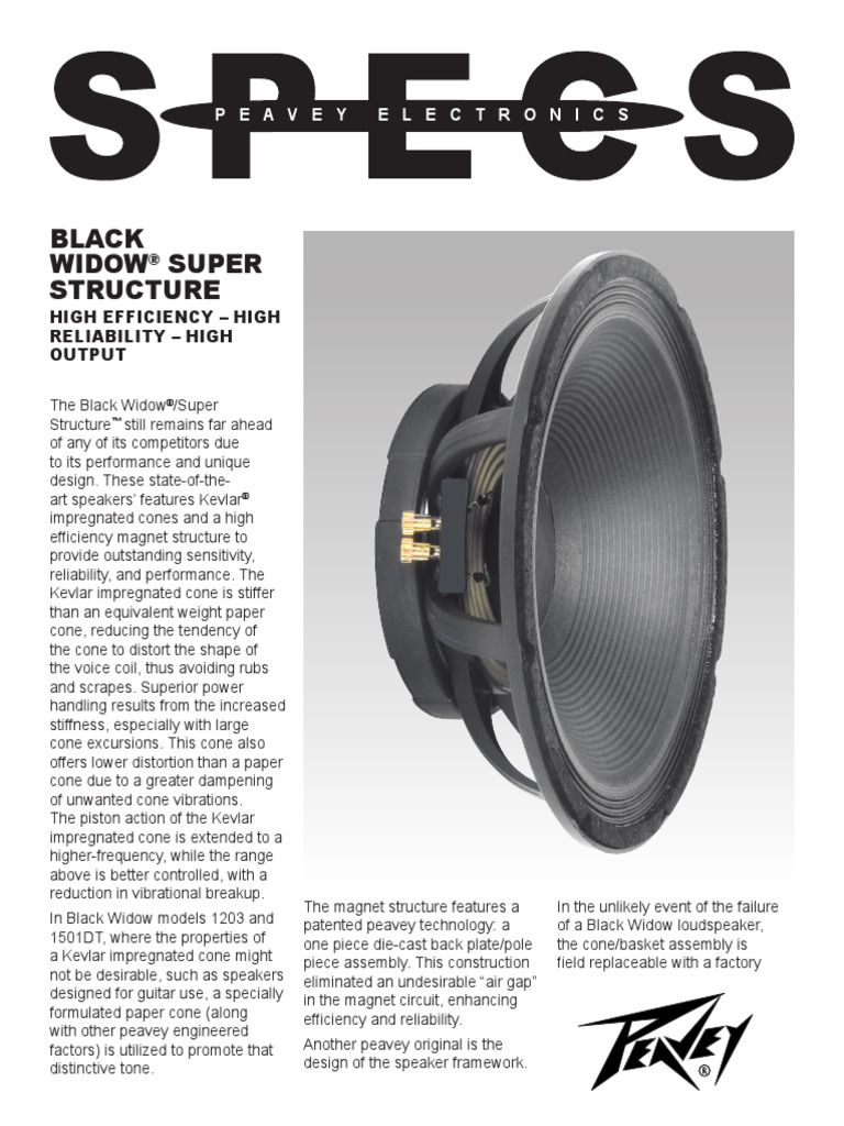 PEAVEY BLACK WIDOW 1801 ウーファー 8Ω 約46cm Peavey Black Widow Speaker Basket Peavey Black Widow 18