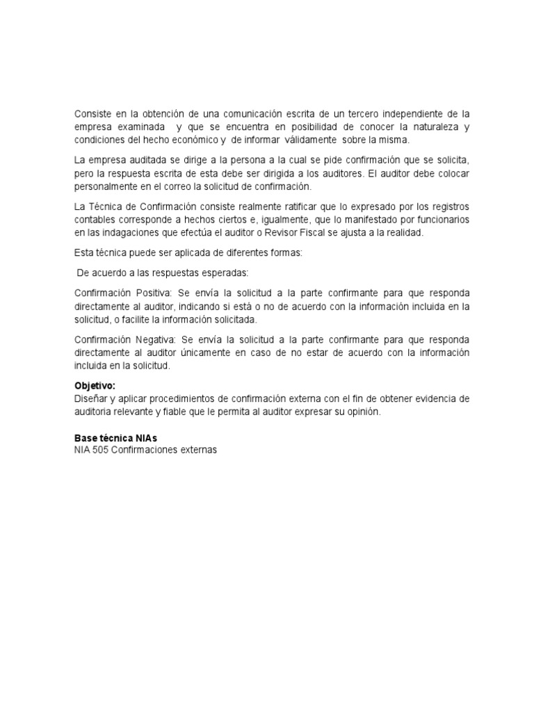 Carta de Confirmacion de Las Cuentas Por Cobrar Positivas