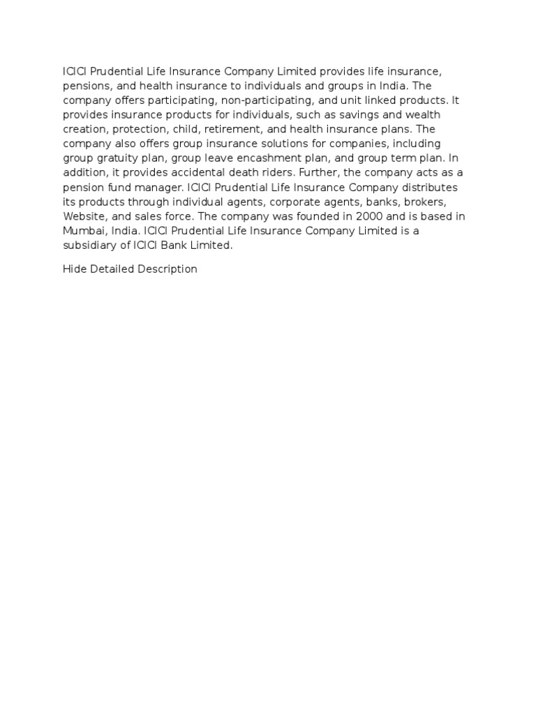 ICICI Prudential Life Insurance Overview | PDF | Business