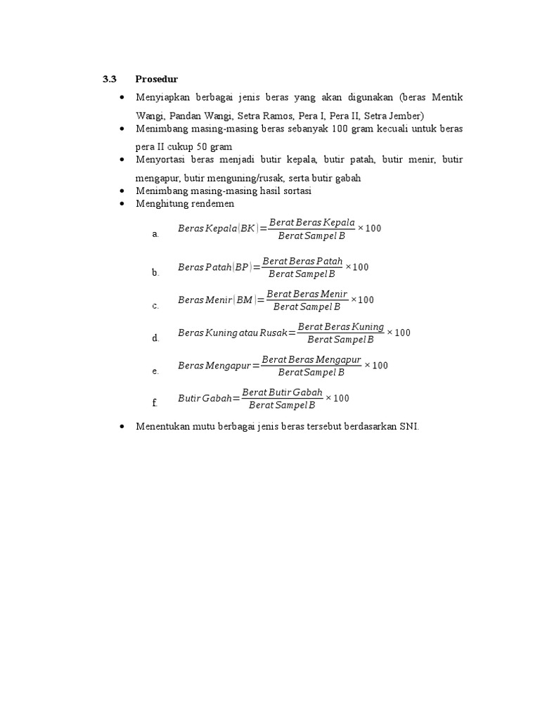 Cara Menghitung Rendemen Beras | PDF