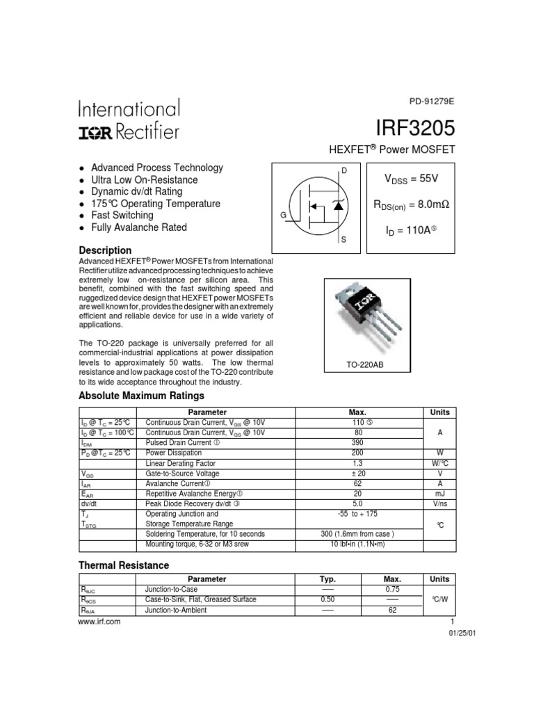 IRF3205 | Field Effect Transistor | Electrical Equipment
