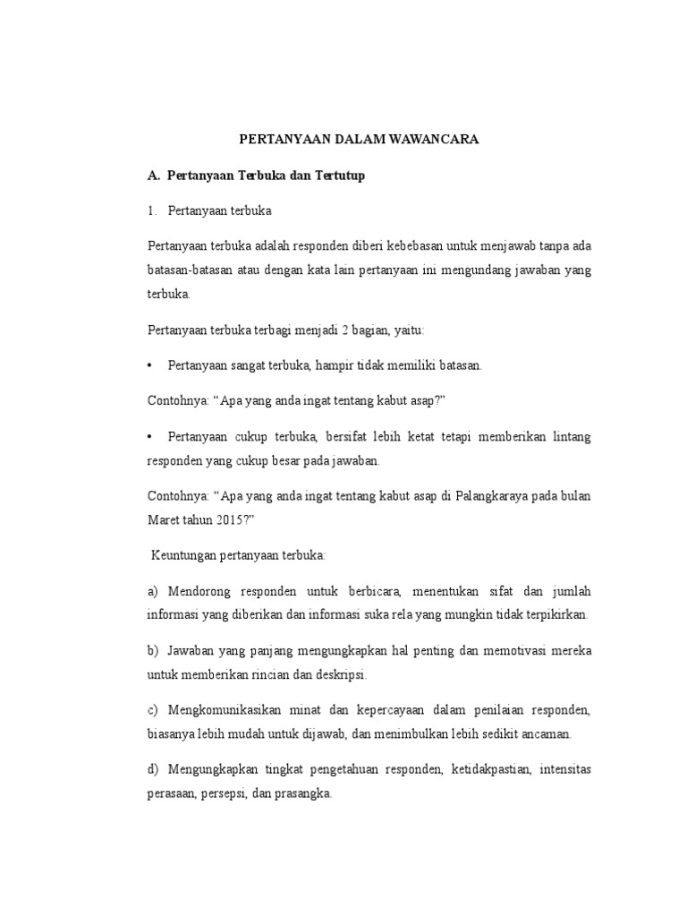 Ilustrasi Pertanyaan Terbuka