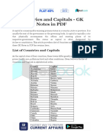 Countries and Capitals GK Notes in PDF