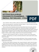 A.Paulauskas: Prezidentės Metinio Pranešimo Komentaras
