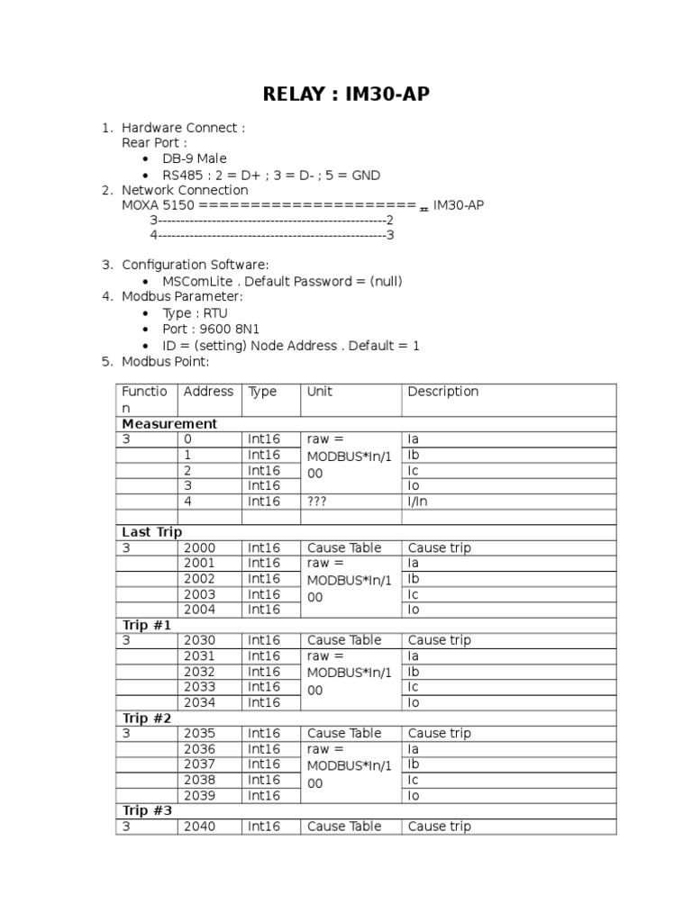 IM30-AP Modbus Connection Guide | PDF